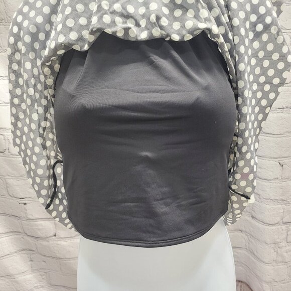 Coco Reef Aura Mesh Ruffle High Neck Polka Dot Cropped Tankini Top - Picture 2 of 6